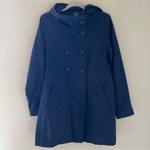 DKNY Women’s Rain Coat Button down Navy in Size